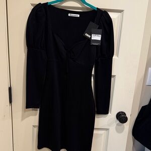 NWT Reformation Black Long-Sleeve Puff-Sleeve Mini Dress size small